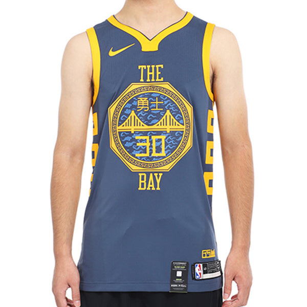 Спортивная футболка nba golden state warriors au player edition jersey blue gray Nike, серый — фото 3