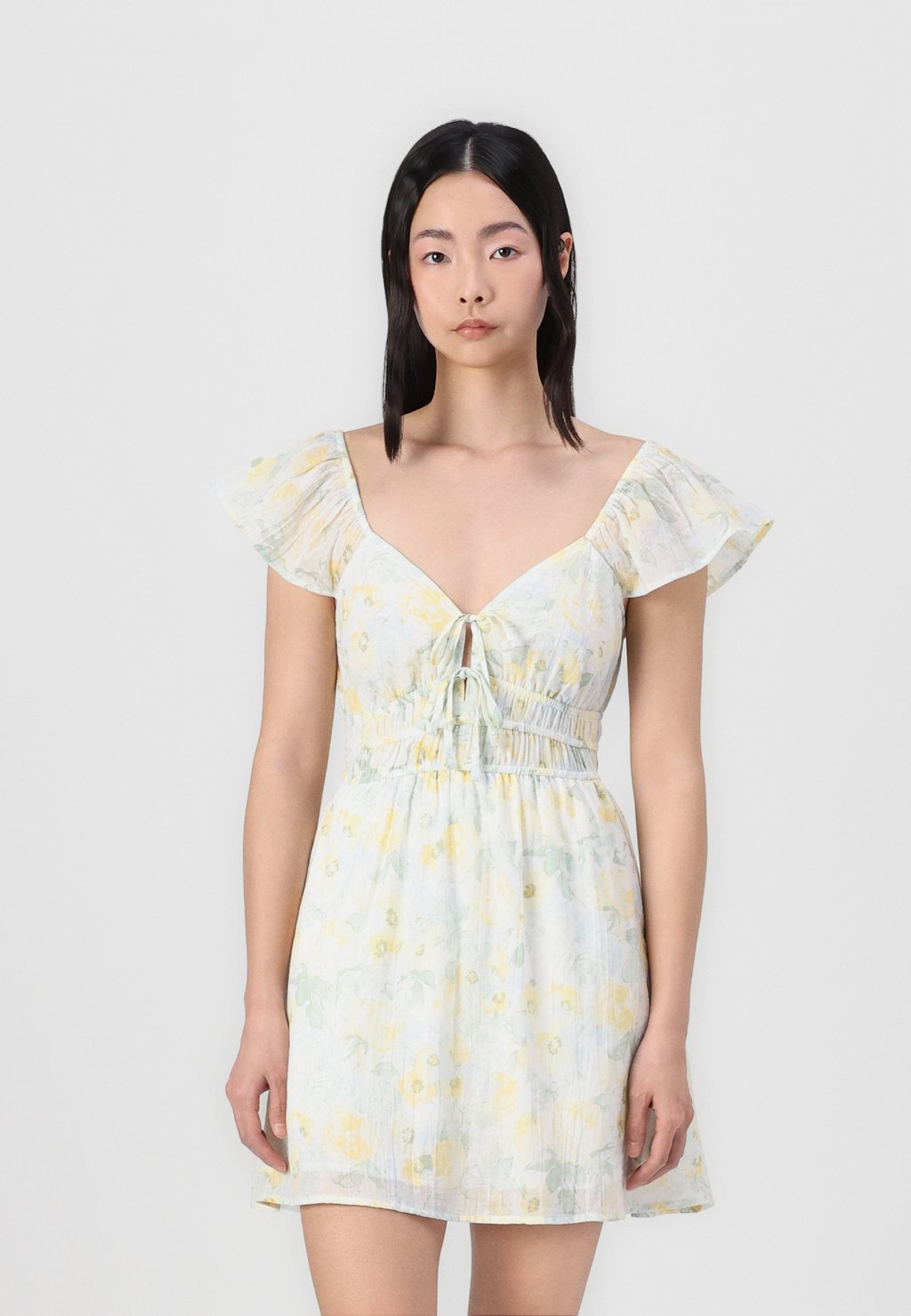 

Повседневное платье Flutter Sleeve Double-Tie Skort Dress Hollister Co., желтый