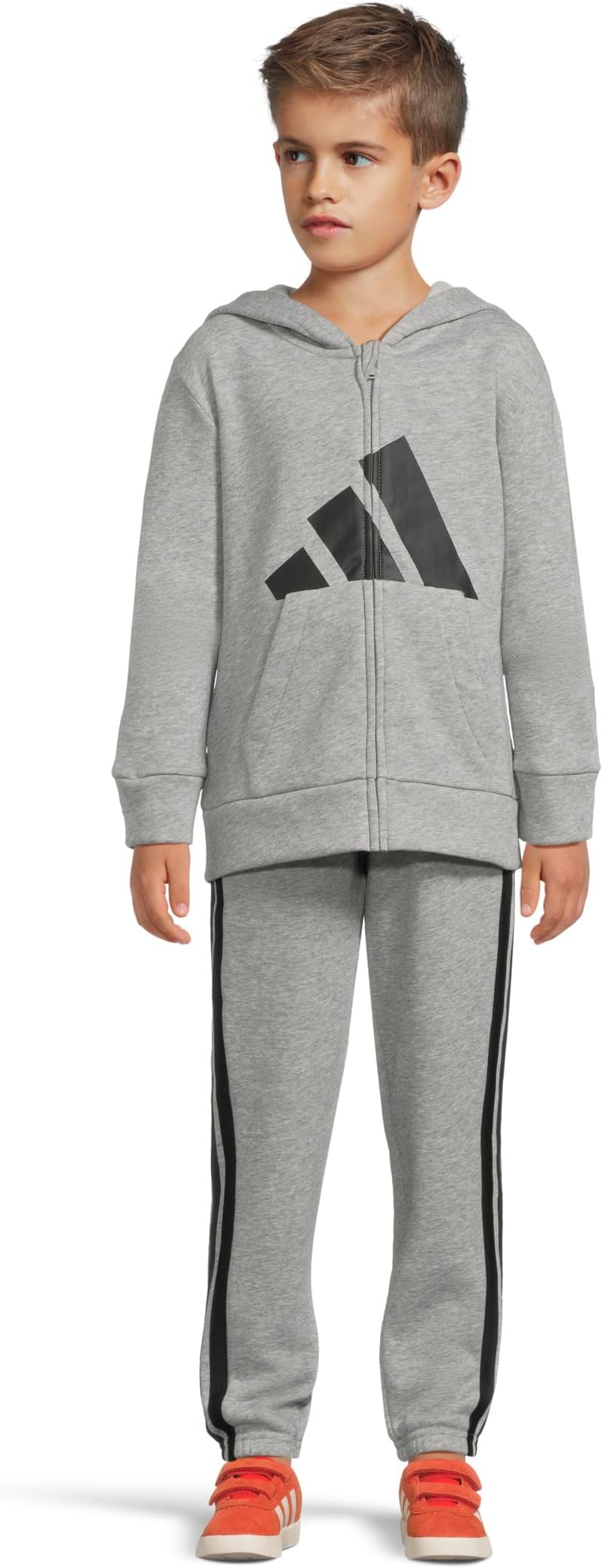 

Брюки adidas Kids Essential Big Logo Heather Fleece Jacket Jogger Set, цвет Medium Heather Grey