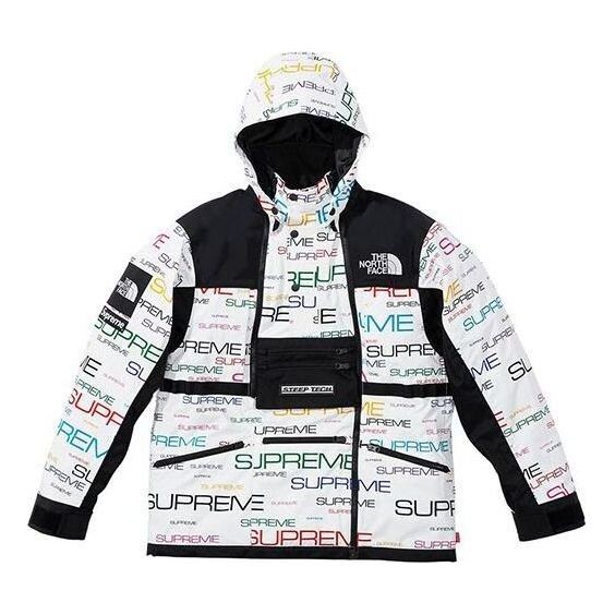 

Куртка x the north face steep tech apogee jacket 'white black' Supreme, белый
