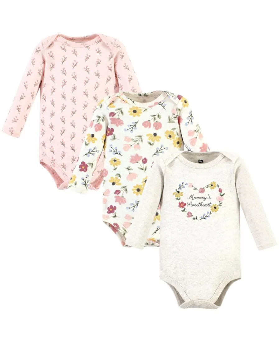 Комплект из 3 хлопковых боди с длинными рукавами Hudson Baby, Soft Painted Floral