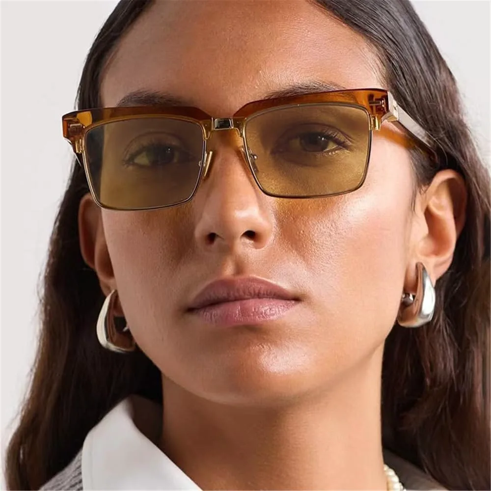 

Солнцезащитные очки UV400 с заклепками, прозрачные, градиентные, для женщин и мужчин, для бега и занятий спортом на открытом воздухе UYPTK, Leopard Tea Gradient