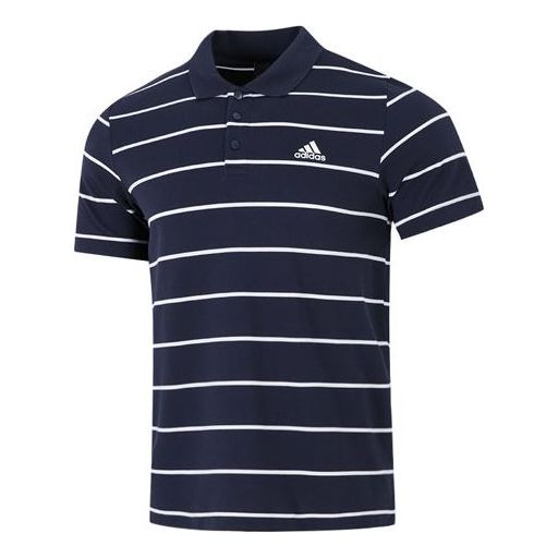 

Футболка adidas Fi Stripe Small Label Athleisure Casual Sports Short Sleeve Polo Shirt Navy Blue, мультиколор