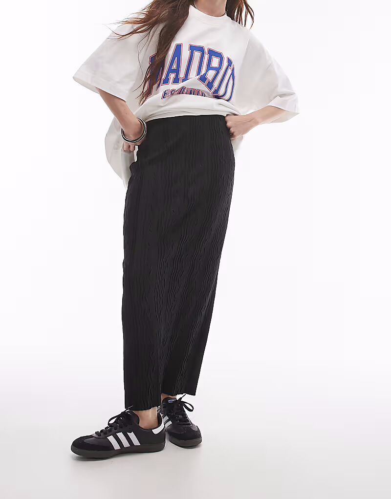

Юбка миди плиссе черного цвета Topshop