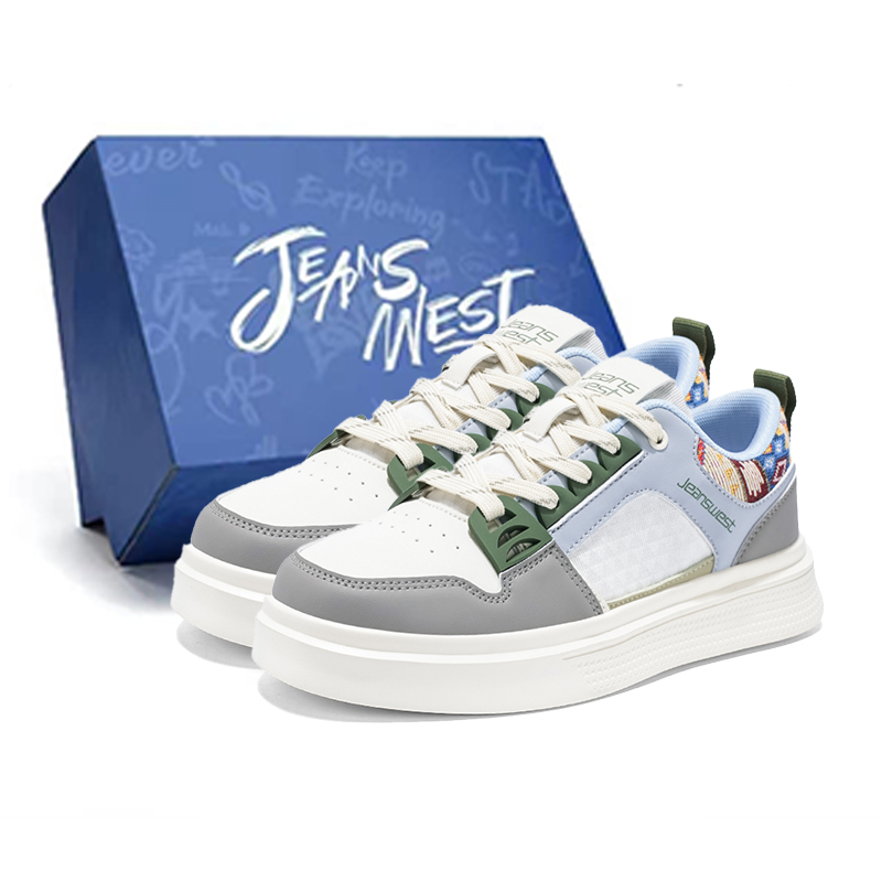 

JEANSWEST Мужские скейтерские кеды низкие бело-голубые, цвет White Blue