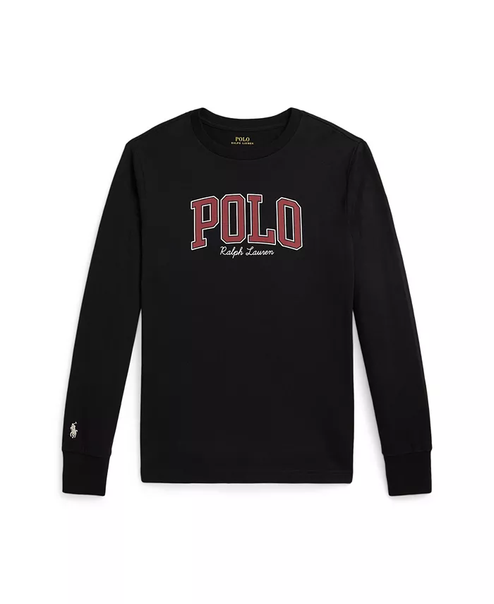 

Мальчиковая футболка с логотипом, хлопок, с длинным рукавом, размеры 8-20 Polo Ralph Lauren, черный