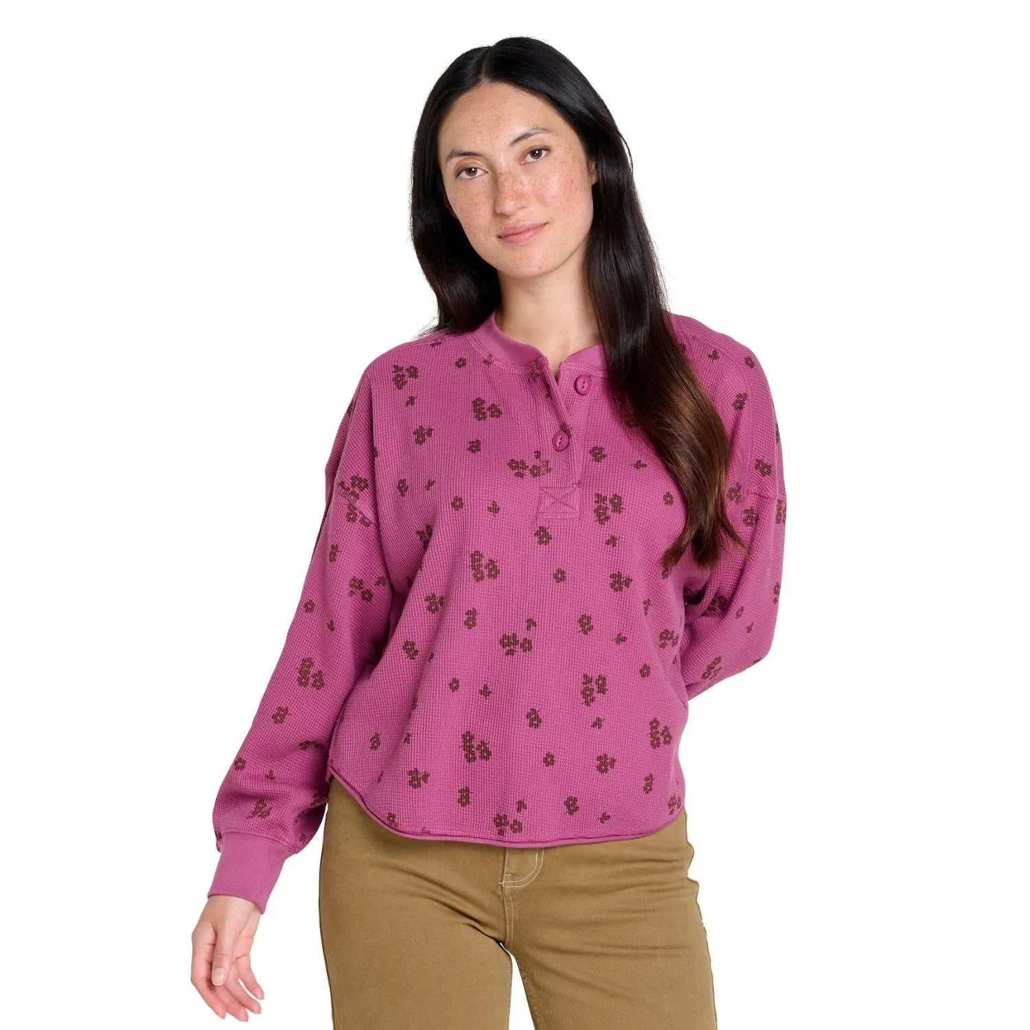 

Женская футболка-поло с длинными рукавами McCloud Toad&Co, Violet Floral Print