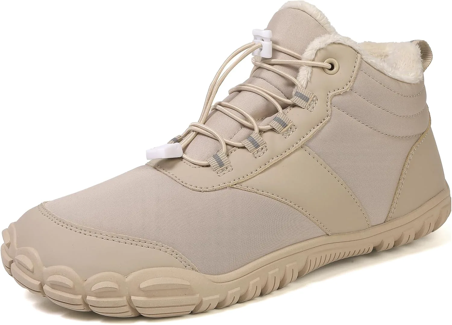 Зимние треккинговые ботинки Peakfootwear, водонепроницаемые, с флисовой подкладкой, нулевым перепадом и противоскользящей подошвой, бежевые — фото 2
