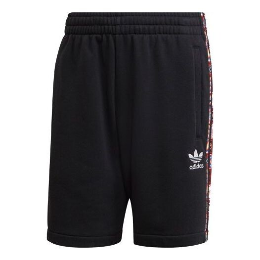 

Шорты originals athleisure casual sports printing side stripe breathable shorts black Adidas, черный