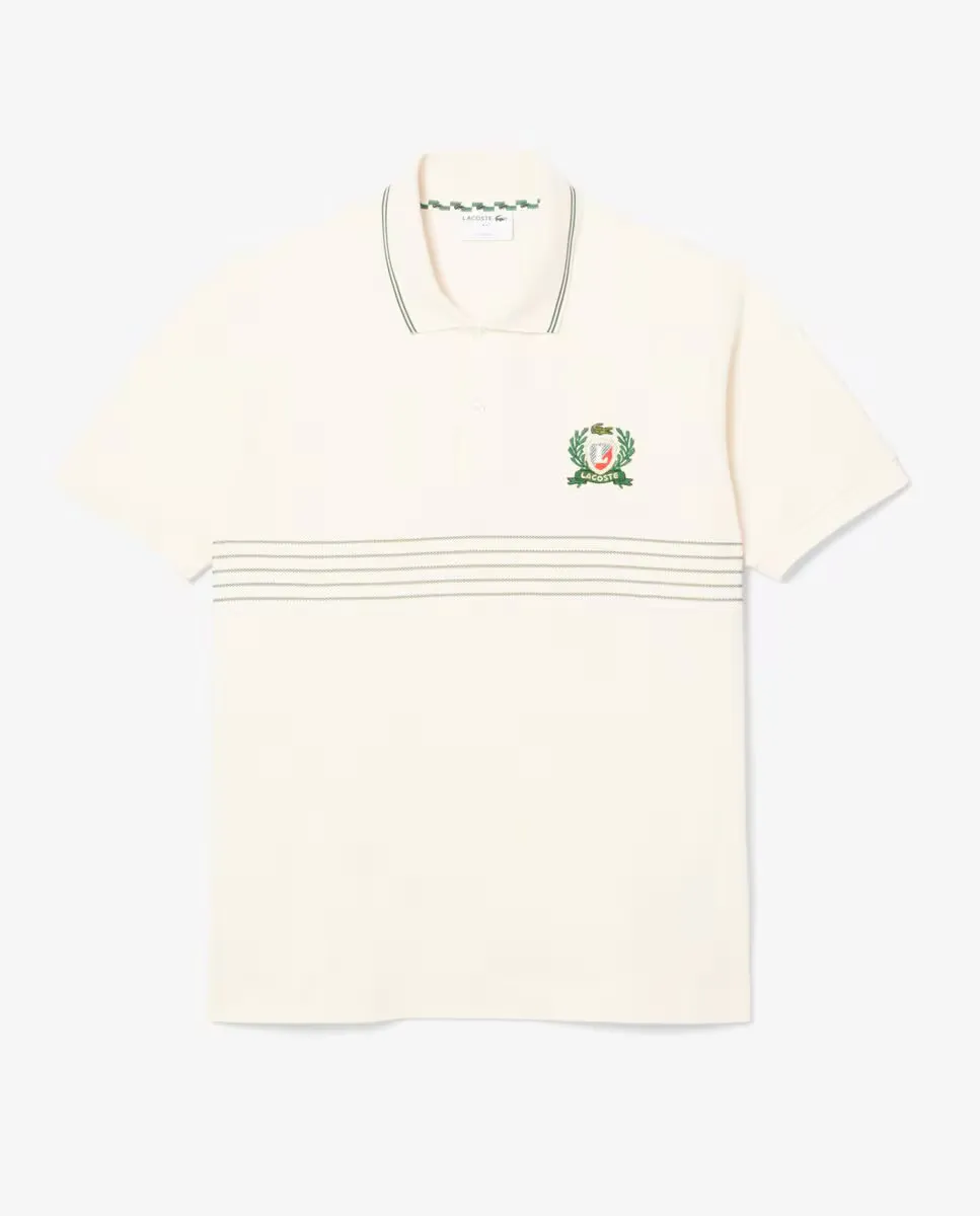

Классическая мужская поло с коротким рукавом и вышитым гербом Lacoste, белый
