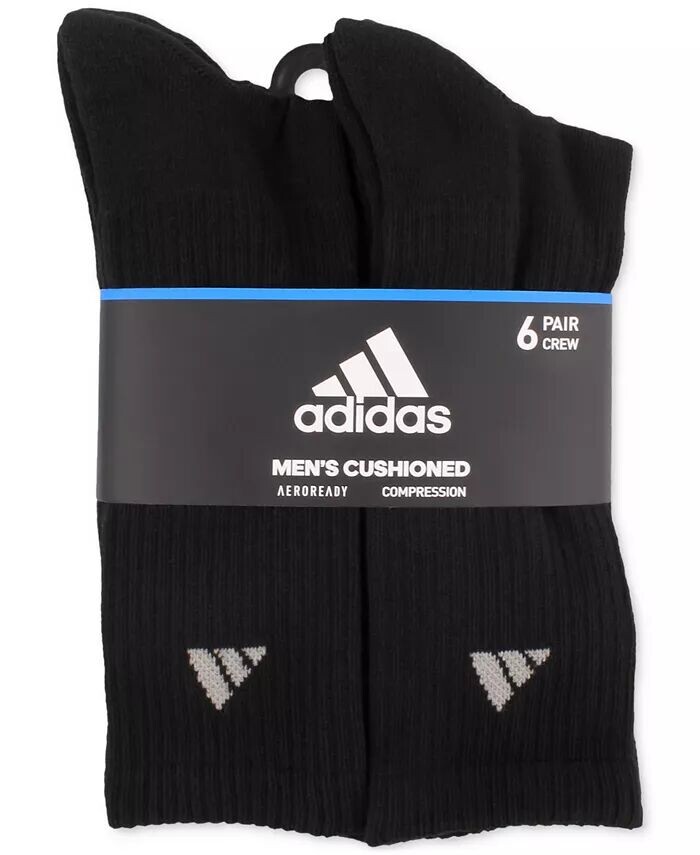 Мужские спортивные носки с мягкой подкладкой, 6 пар в упаковке adidas, черный — фото 4