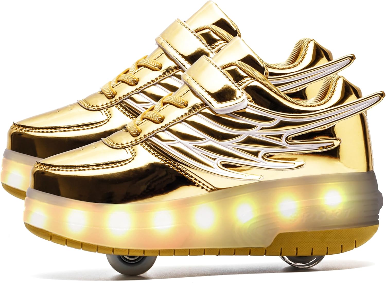 

Детские роликовые кроссовки Aikuass с USB-подзарядкой и светящейся LED-подсветкой для мальчиков и девочек, золотой