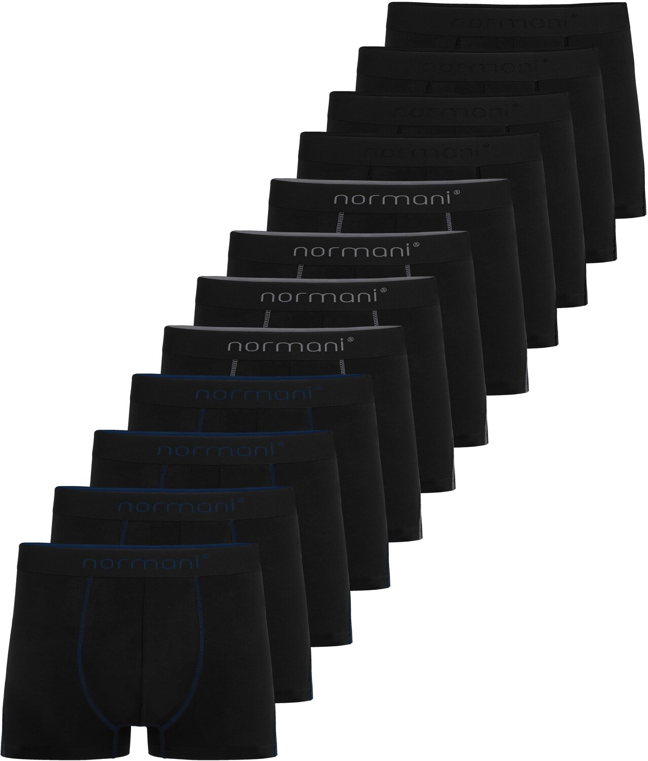 

Боксеры normani 12 x Herren Baumwoll-Boxershorts, цвет Grau/Dunkelblau/Schwarz