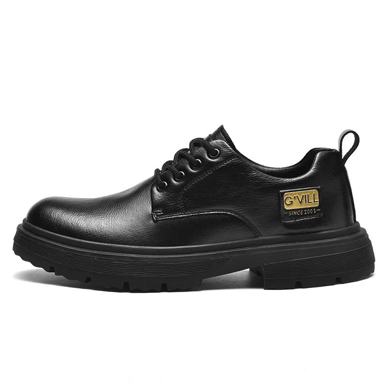 G＇VILL Повседневные кожаные туфли мужские low top черные/хаки — фото 2