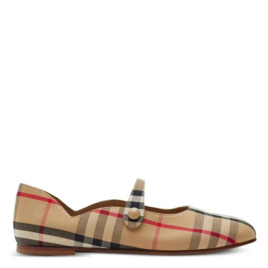 Детские туфли Mary Jane с круглым носком в клетку Burberry, бежевый