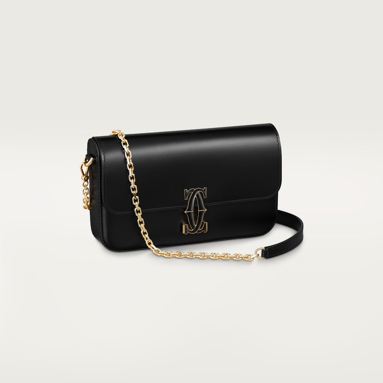 

Женская сумка через плечо Cartier Sac chaine mini modèle, C de Cartier, черная телячья кожа