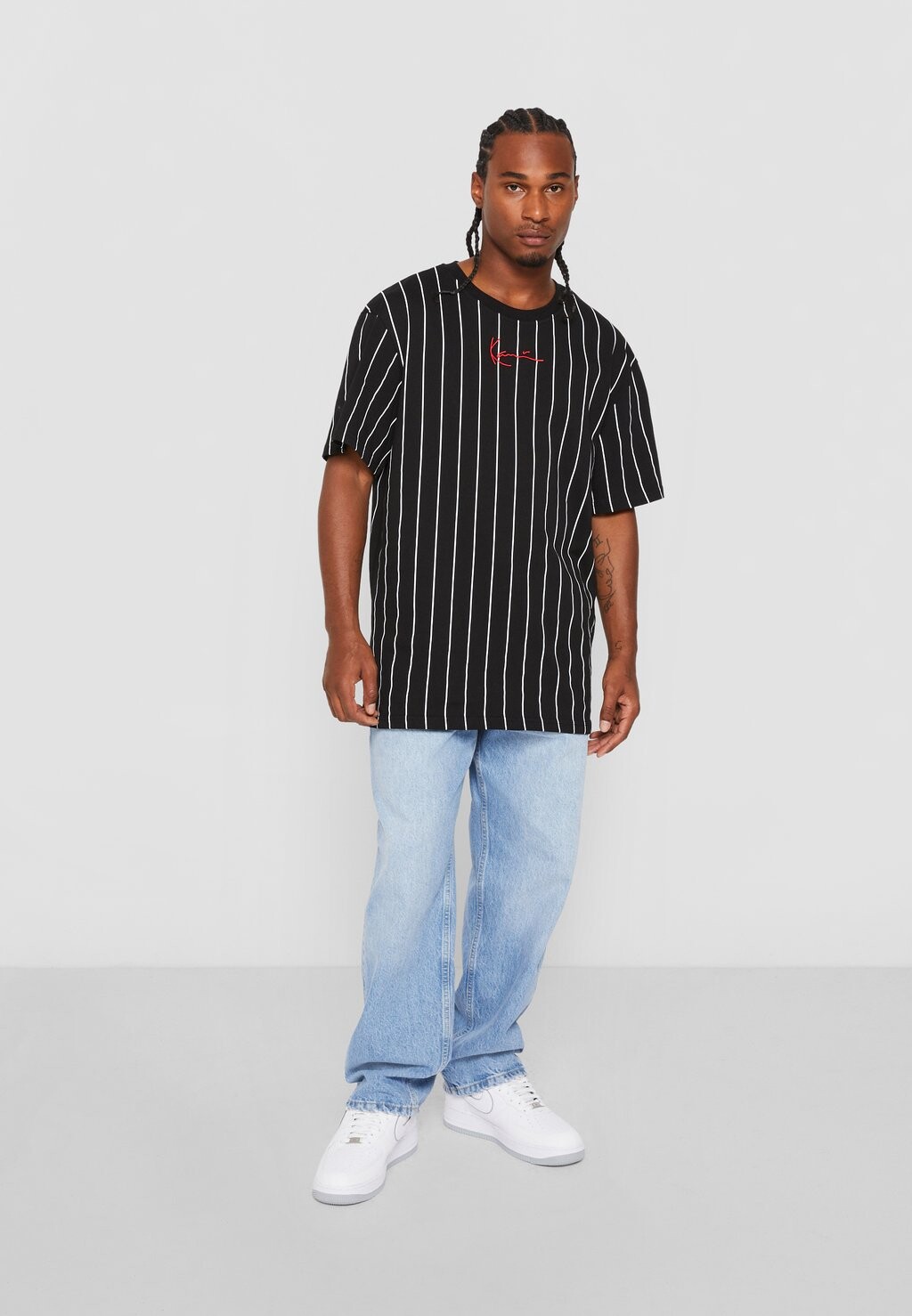 

Футболка с принтом SMALL SIGNATURE PINSTRIPE Karl Kani, черный/белый