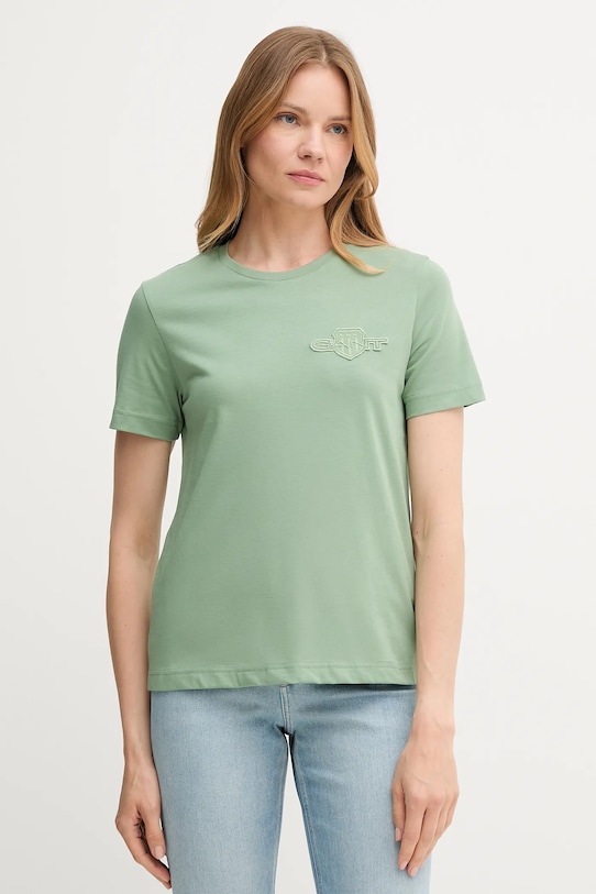 

Хлопковая футболка Gant, зеленый
