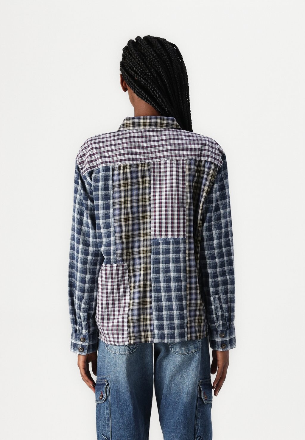 

Блузка на пуговицах BRENDON MIX FABRIC SHIRT BDG Urban Outfitters, синий