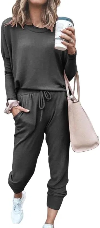 Женский спортивный костюм с длинным рукавом, брюки на резинке, Dark Grey