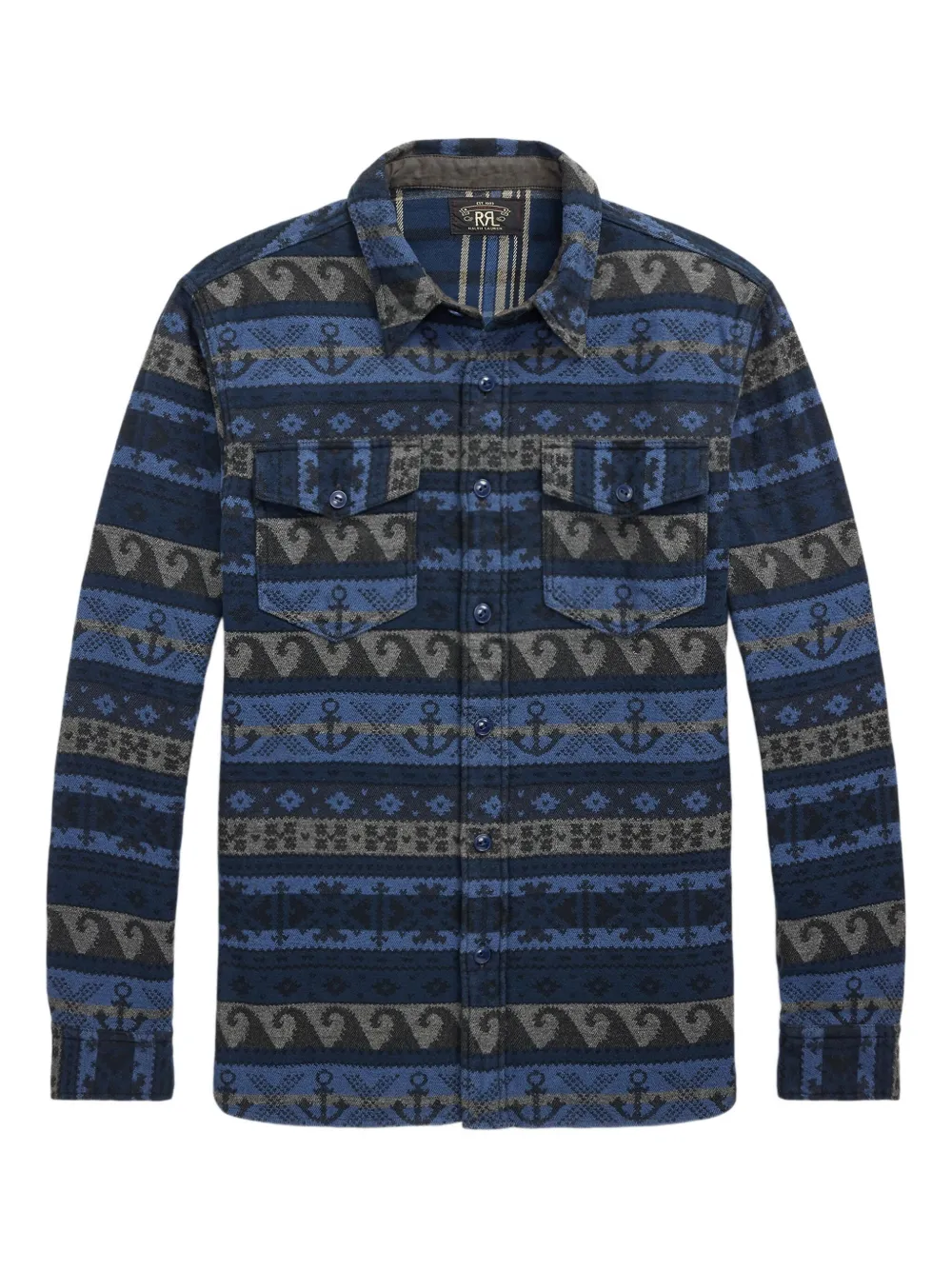 

Жаккардовая рубашка с узором Ralph Lauren RRL, синий