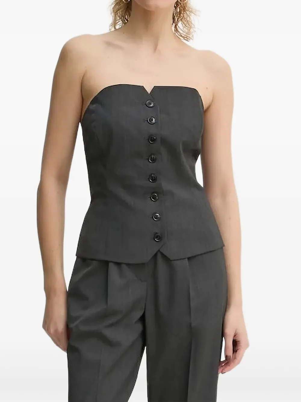 

Топ Saellen без бретелек с застежкой на пуговицы спереди SAMSOE SAMSOE, серый