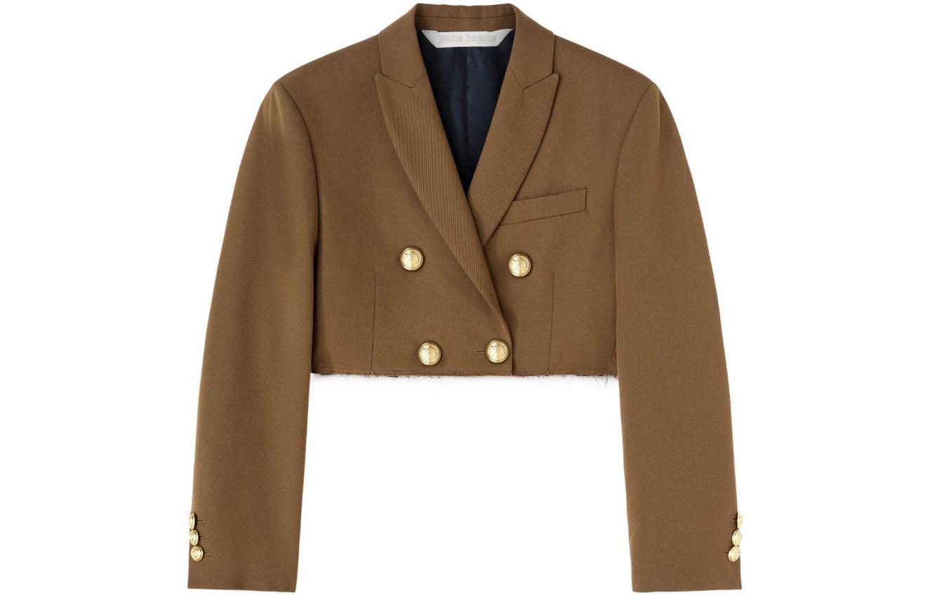 

PALM ANGELS Двубортный укороченный блейзер, Reddish Umber