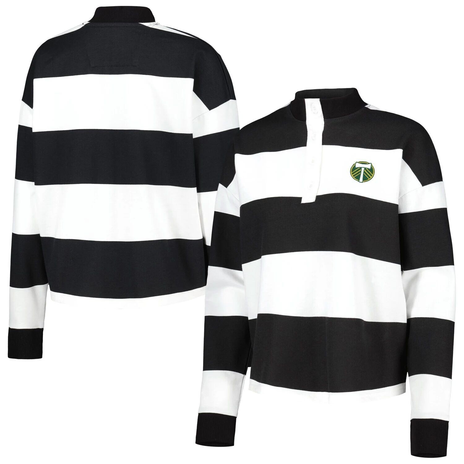 

Женская футболка Antigua White Portland Timbers Radical Rugby Stripe с длинным рукавом Antigua