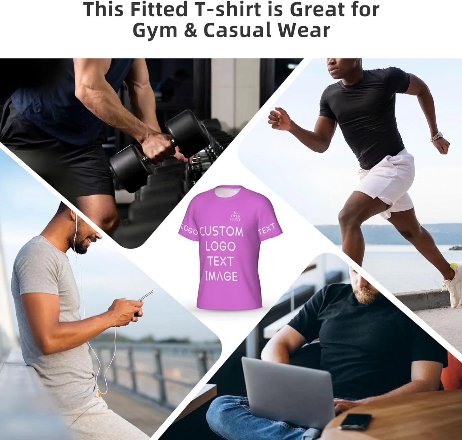 Футболка с полной запечаткой Custom T Shirts с логотипом — фото 2