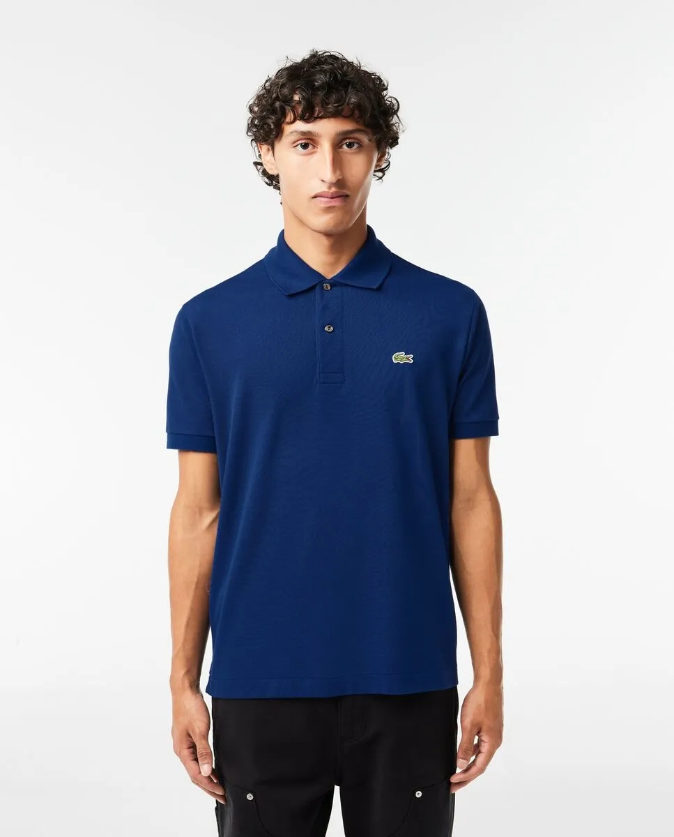 

Классическая мужская поло из пике с коротким рукавом Lacoste, темно-синий