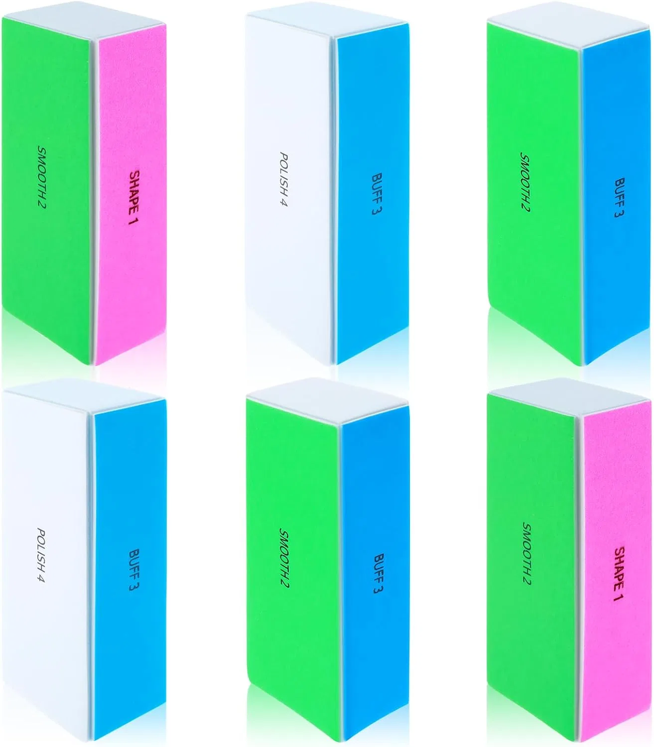 Блок для полировки ногтей COMNICO, 6 шт. Comnico, Green, White, Blue, Pink