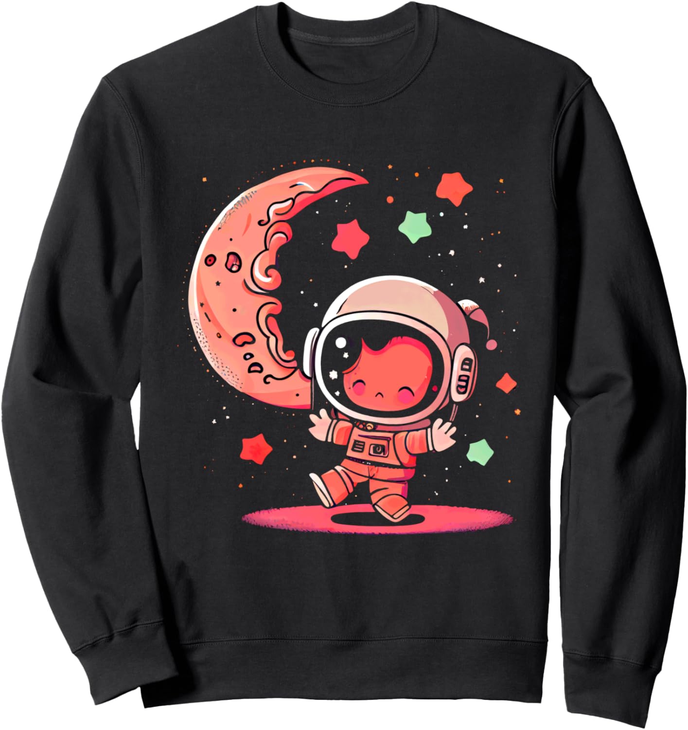 

Милая толстовка с изображением космонавта под луной и звездами Cute Astronaut Moon Starry Night Sky Space, черный