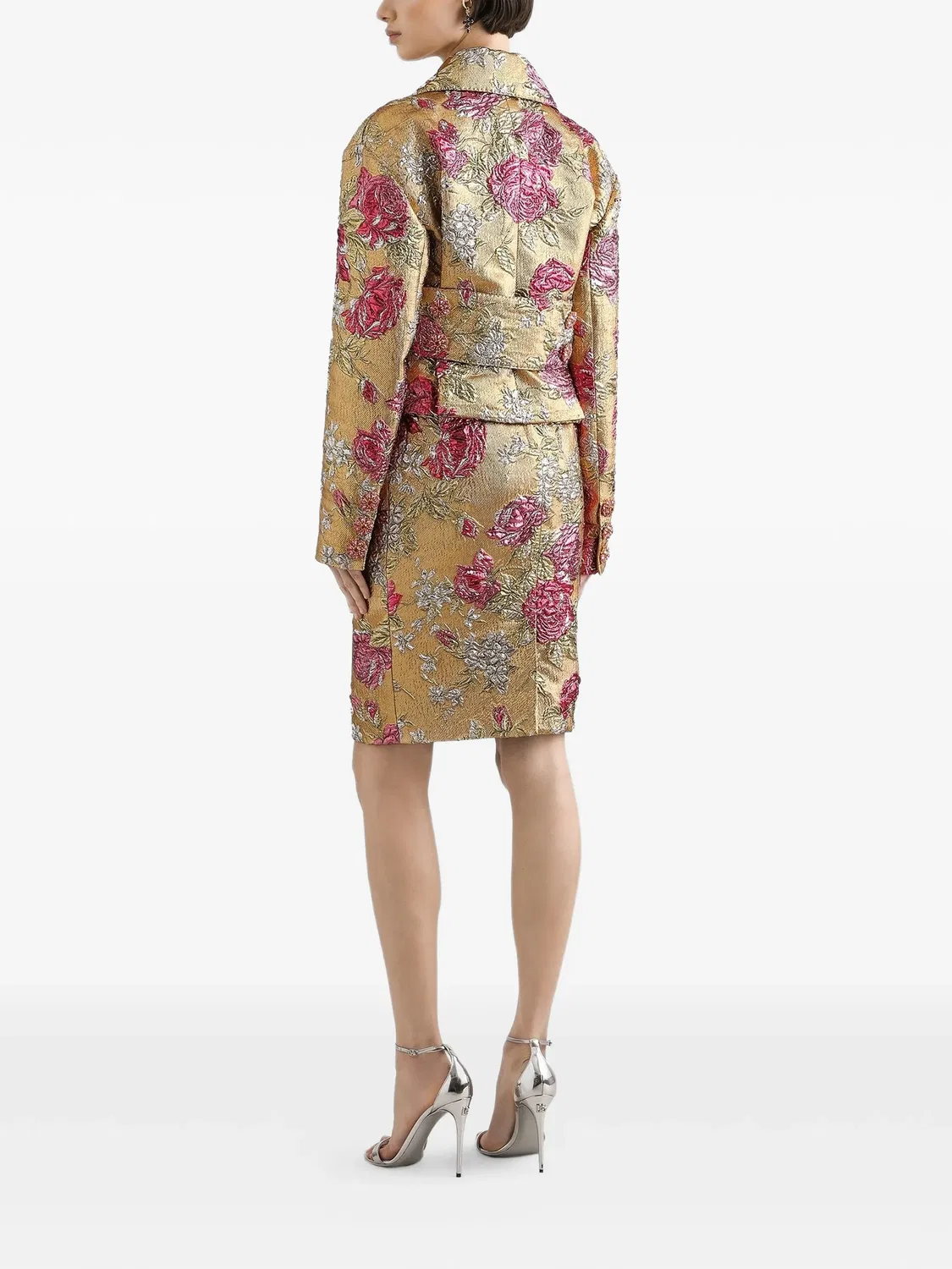 Жаккардовая юбка с цветочным узором Dolce & Gabbana, золотистый/мультиколор — фото 3