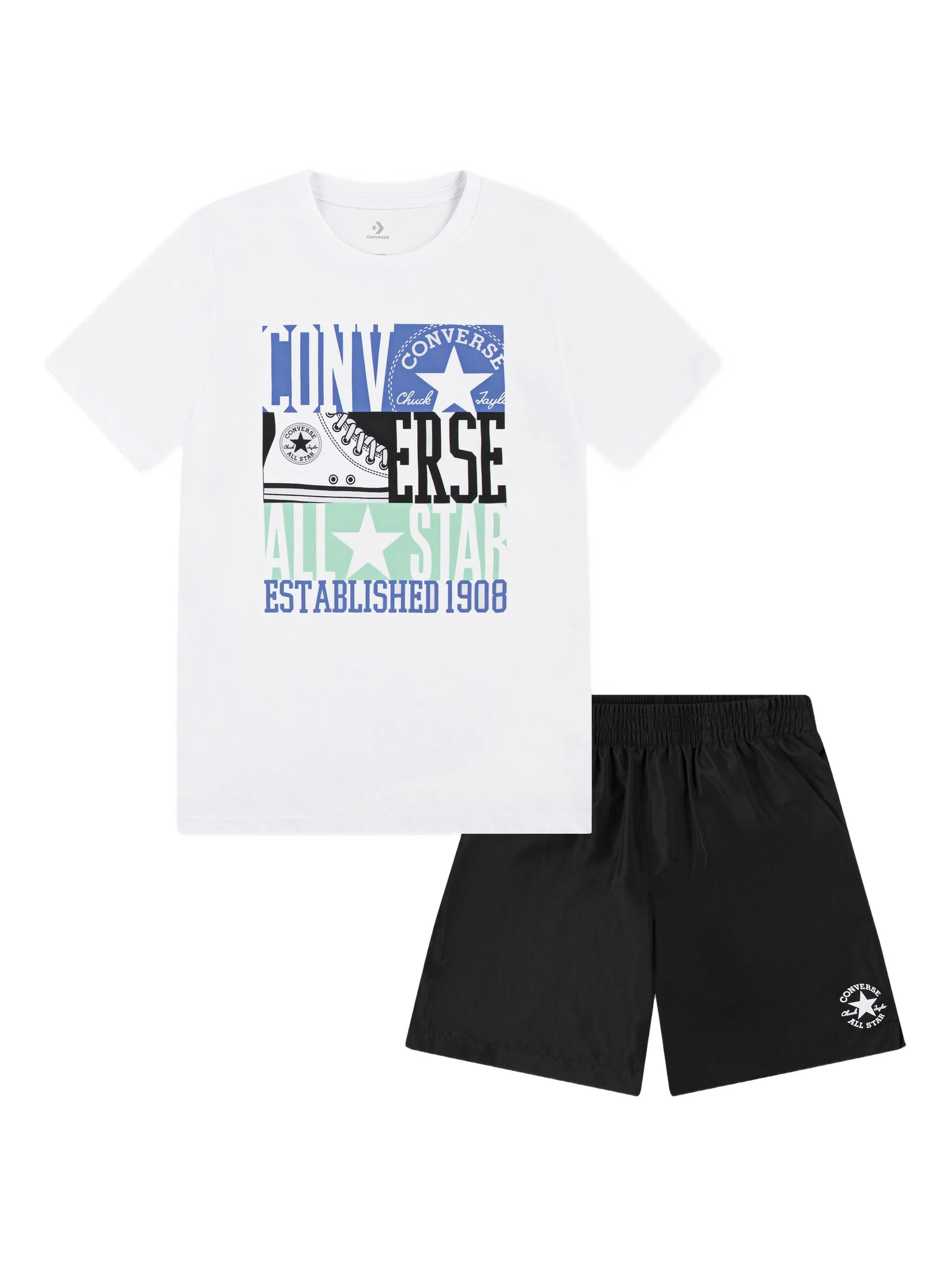 

Комплект из футболки и шортов с логотипом Converse Kids, черный