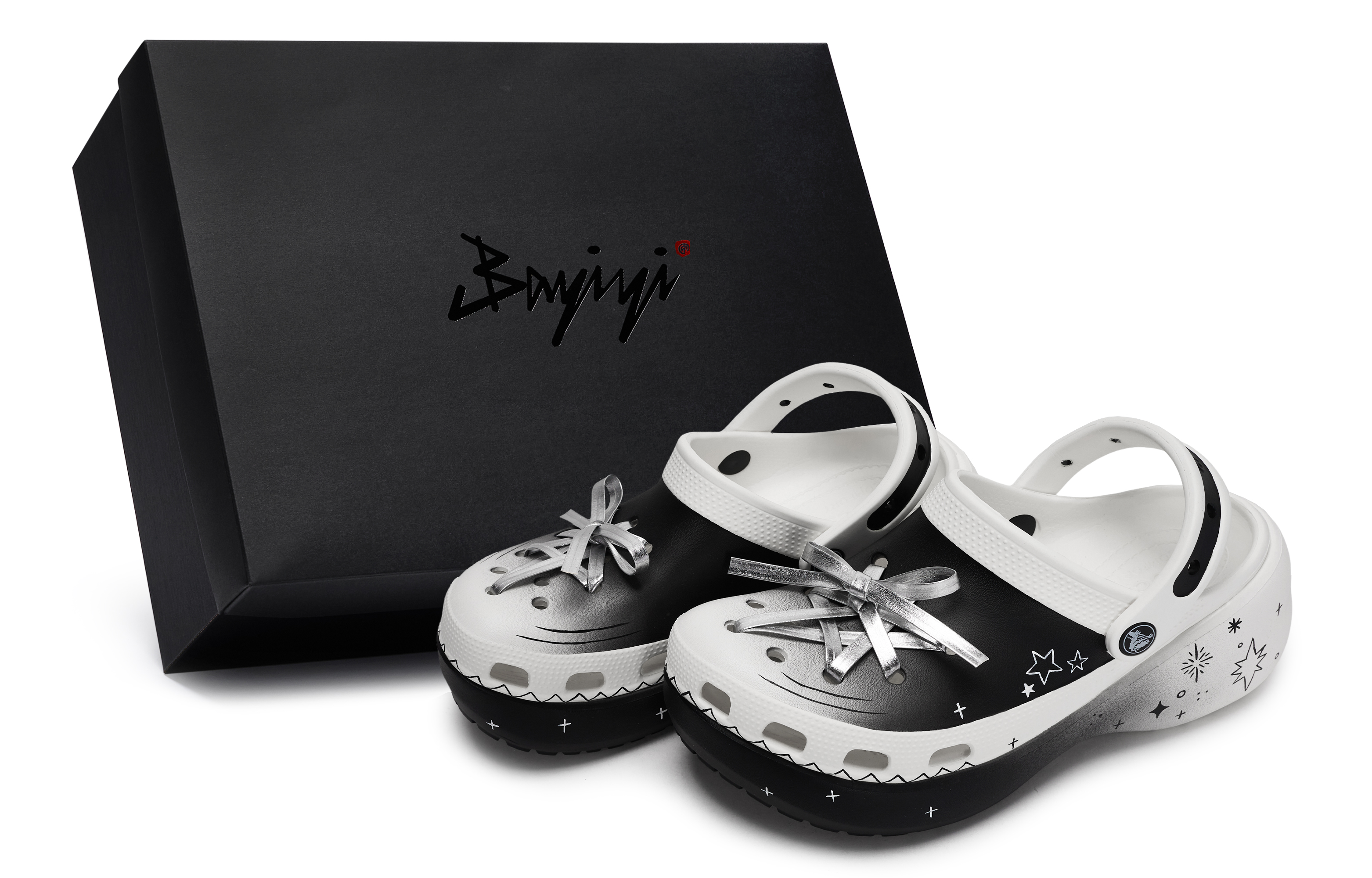 Crocs Классические сабо на платформе, сделано в 811 году, Hoshino Ginhui, женские подарочные сабо, черно-белые