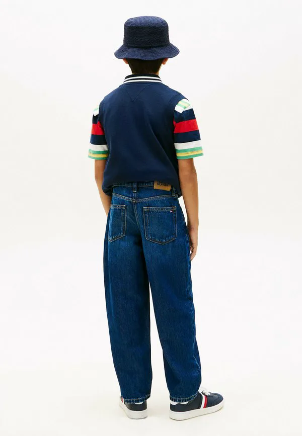 Джинсы свободного кроя с рваными штанинами и широкими штанинами. Tommy Hilfiger, Darkused — фото 3