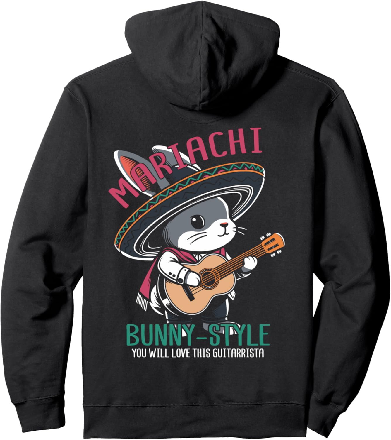 

Мексиканский кролик, гитарист, кролик, толстовка Chilango Mariachi Ranch Bunnies Mexican Hare, черный