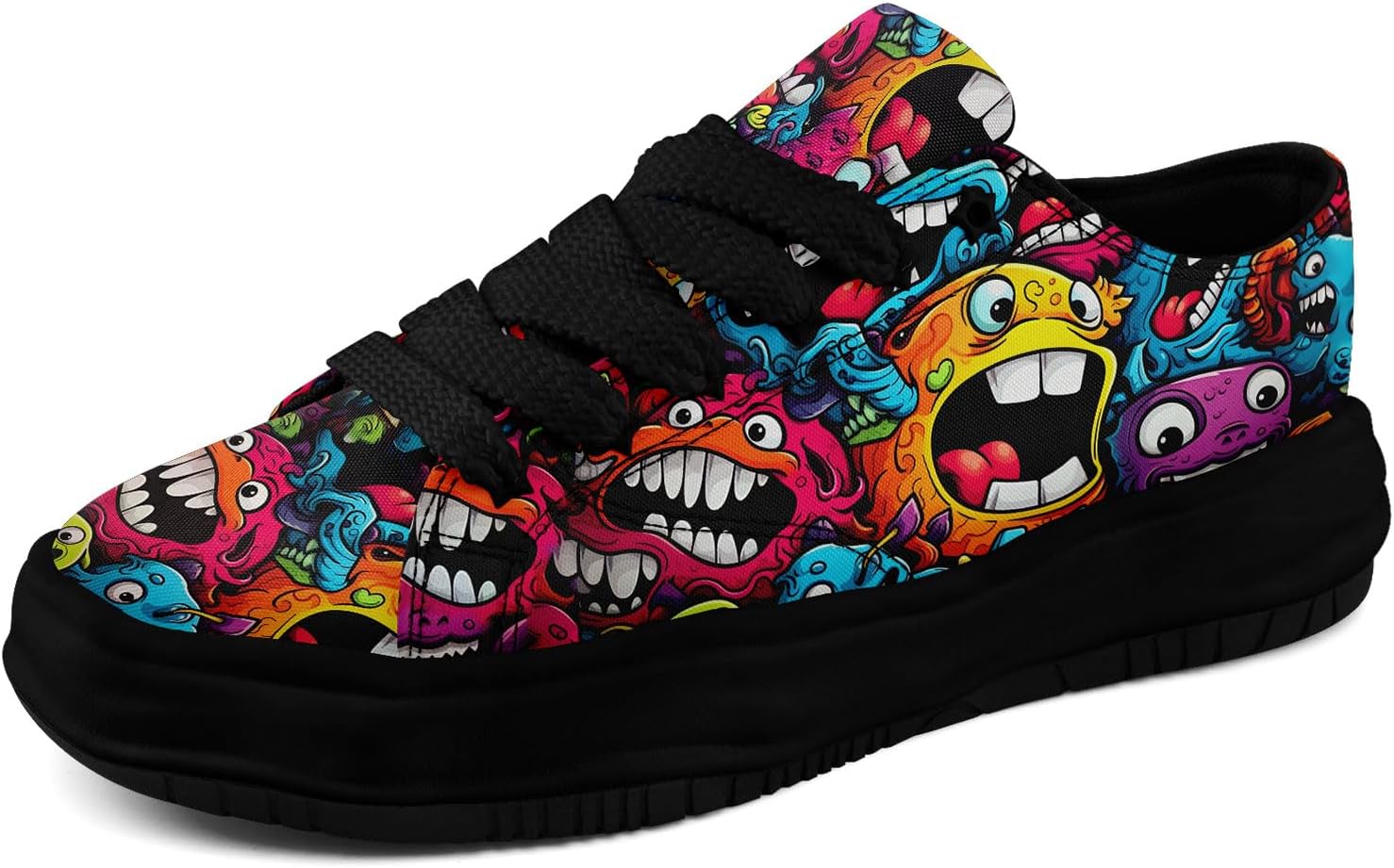 

Мужские кроссовки coolcustomize из холщовой ткани с граффити, цветные повседневные низкие кеды на шнуровке для женщин с абстрактным уличным арт-дизайном, Pink-blue-b