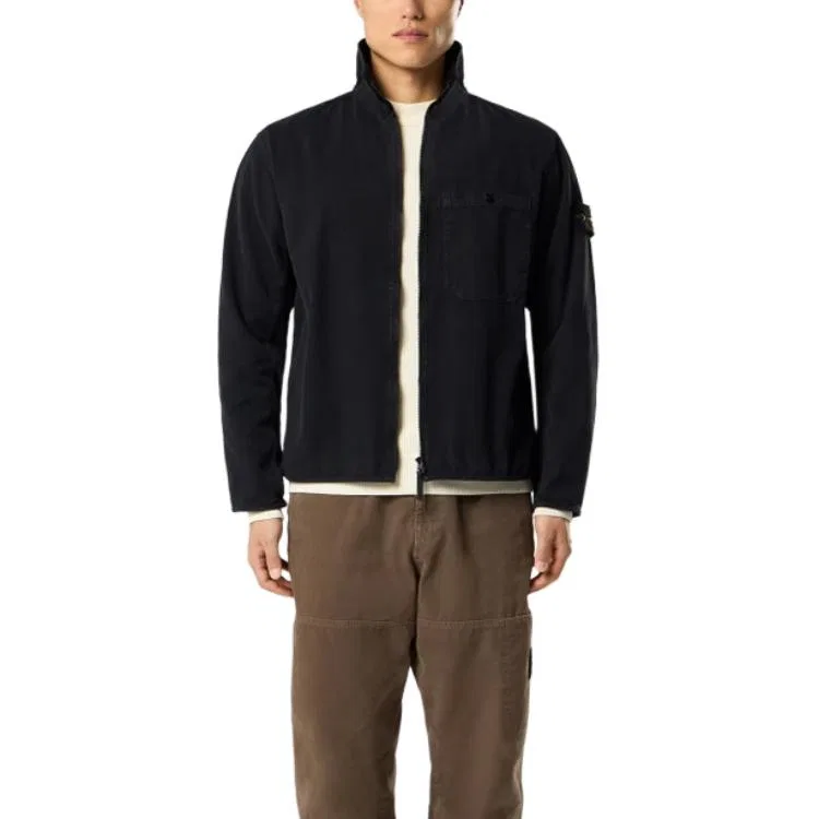 Рубашка с карманом на молнии Stone Island черная — фото 4