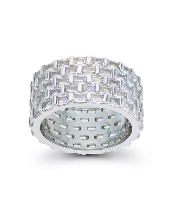 

Кольцо с 5 рядами кубических цирконий в огранке «багет» Macy'S, silver