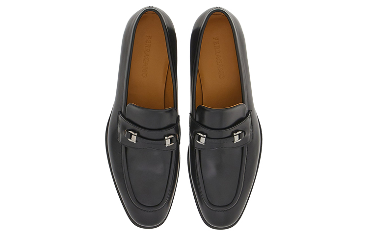 Лоферы из кожи с деталями Gancini Ferragamo, черный — фото 4
