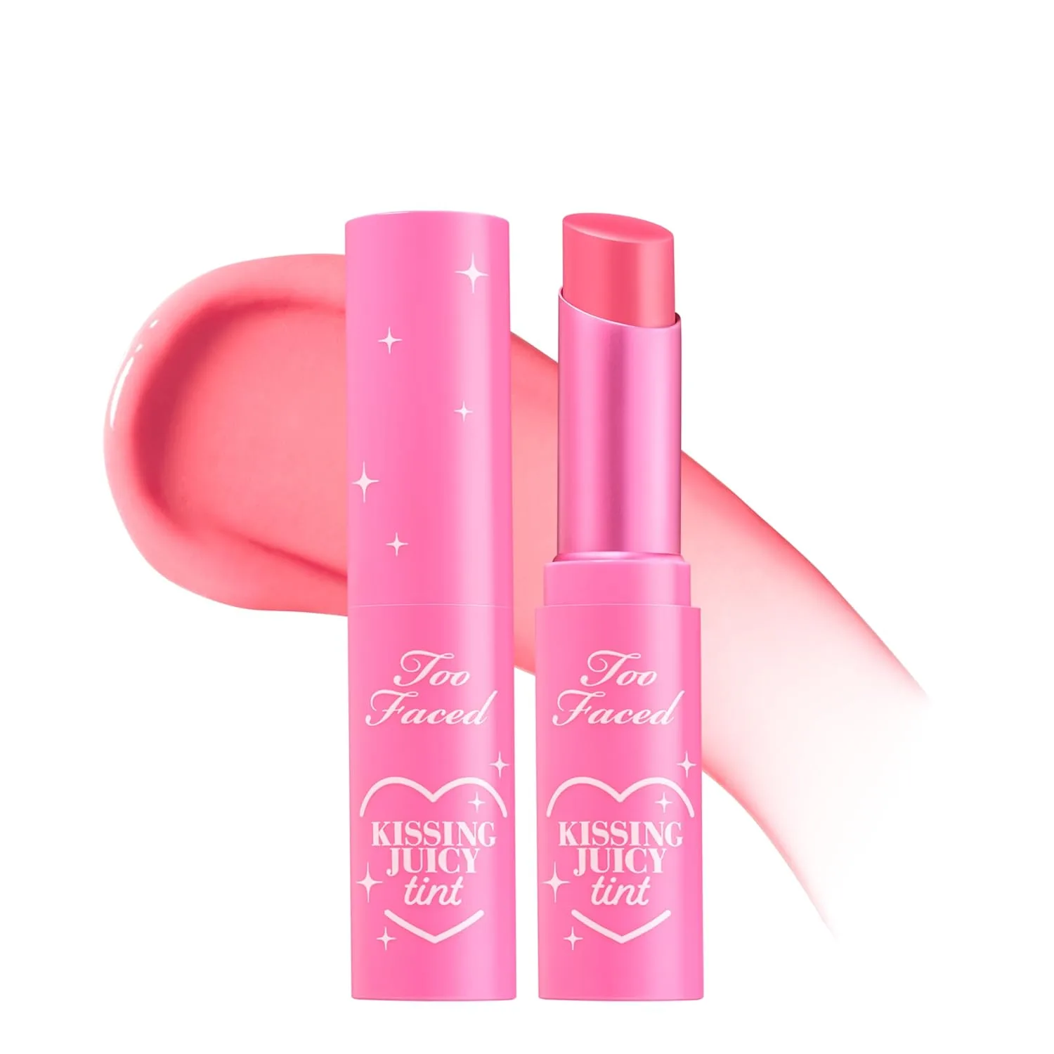 Бальзам для губ Too Faced Kissing Juicy Tint | Увлажняющий, стойкий тинт для мгновенного придания цвета и блеска, с сочным ароматом, 0,10 унции, 02 Bubblegum (Soft Pink)