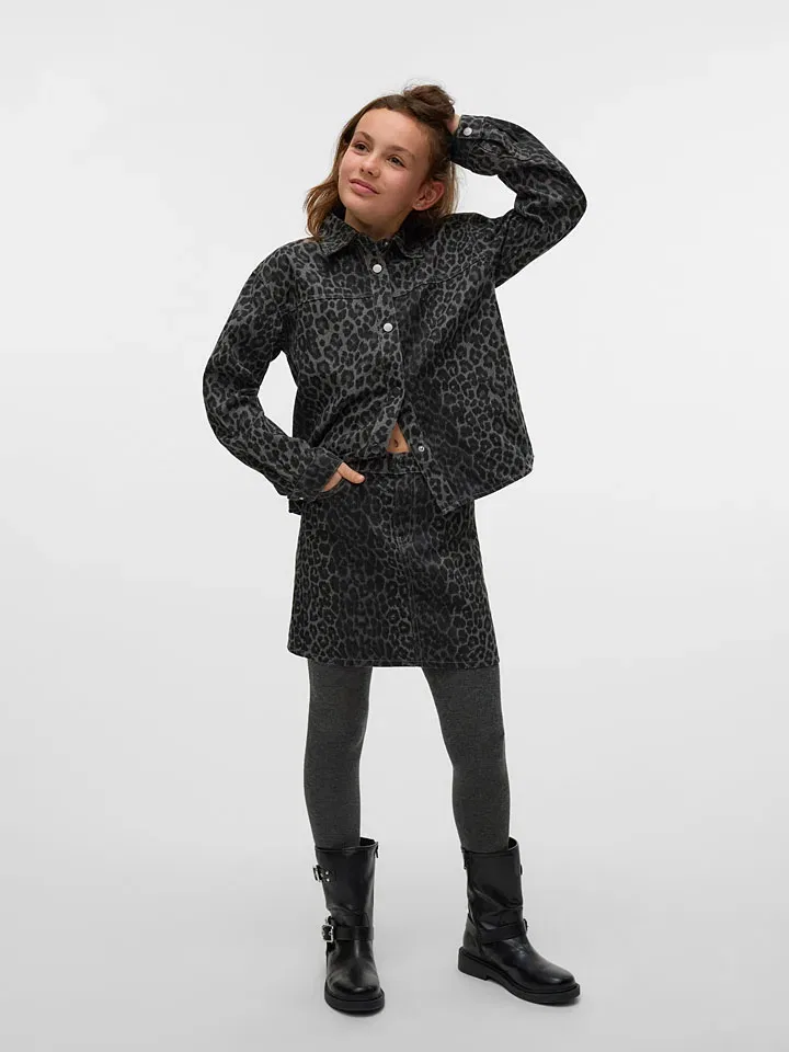 Юбка леопардового принта Vero Moda Girl, серый