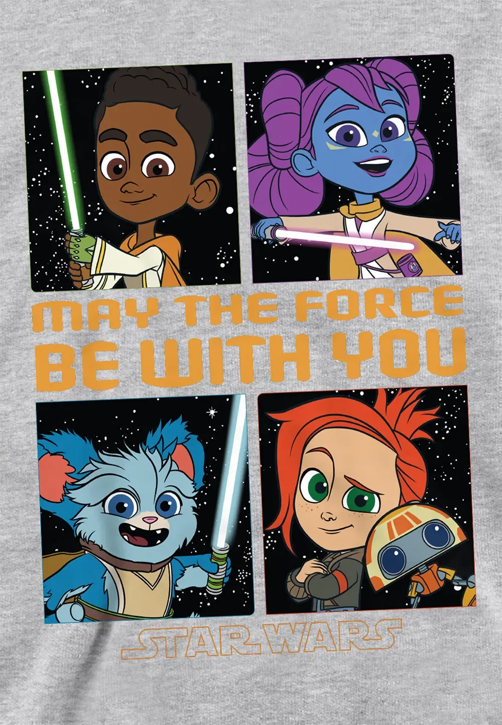 Детская толстовка Star Wars Young Jedi Adventure Among The Stars, Disney, серый — фото 2