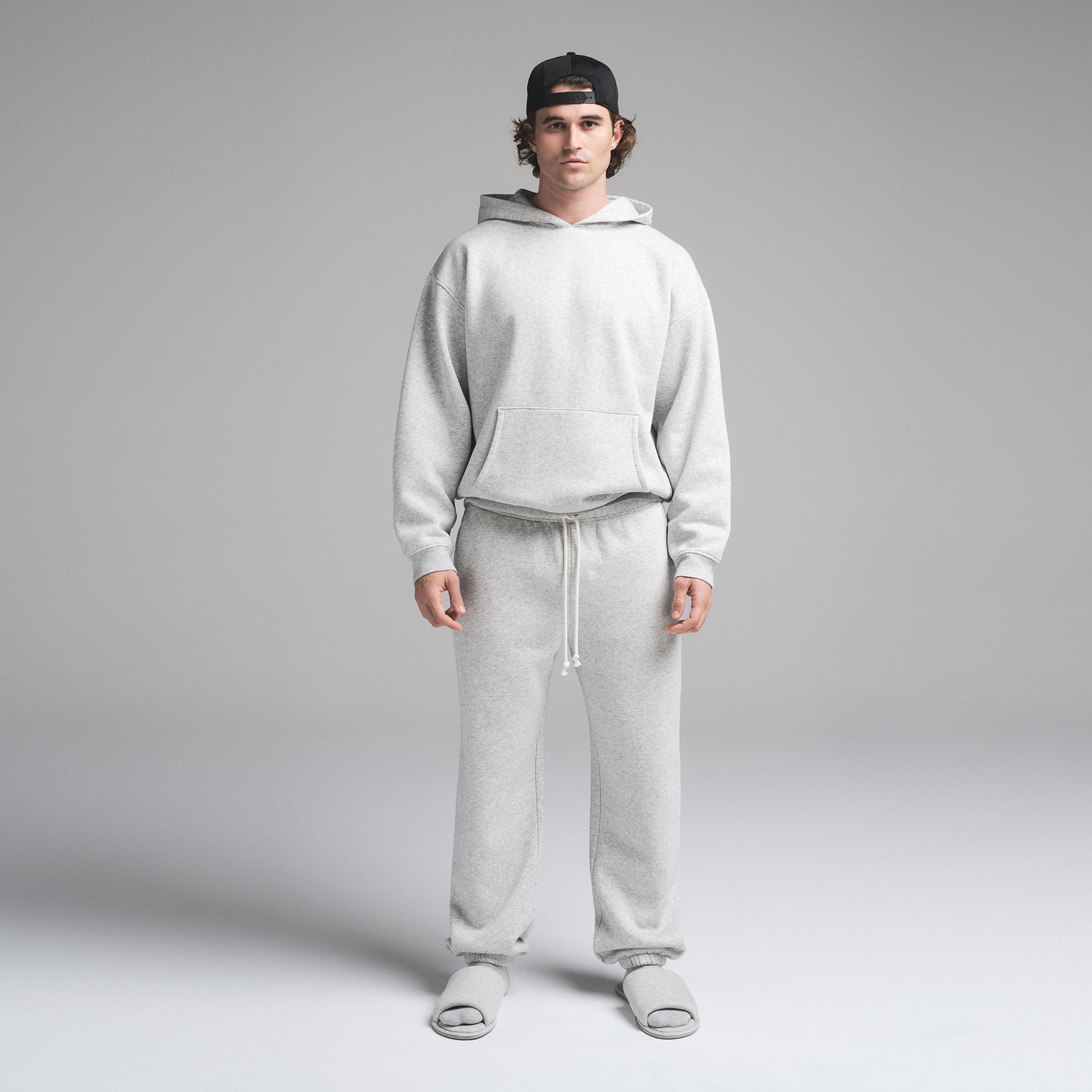 

Мужская свободная толстовка с капюшоном SKIMS, цвет light heather grey