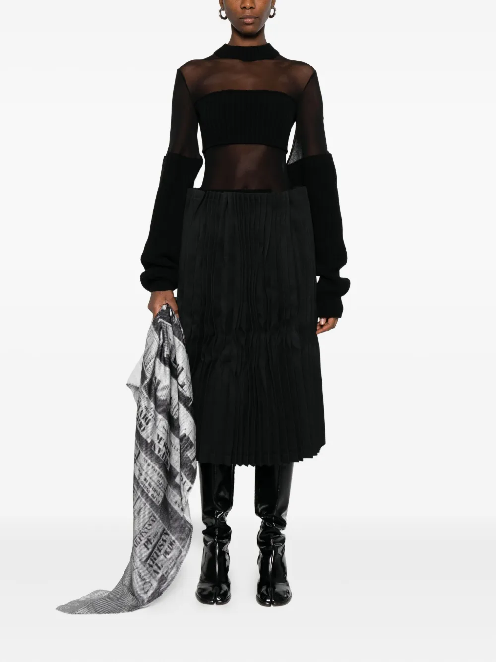 Плиссированная юбка миди Comme Des Garcons, черный — фото 2