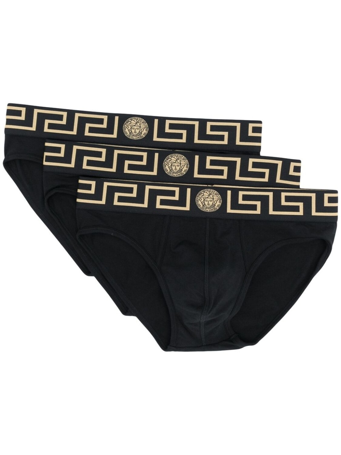 

Versace комплект из трех трусов-брифов с узором Greca, черный