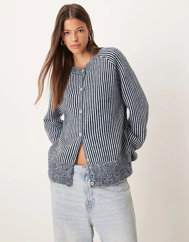 

Вязаный кардиган реглан ASOS DESIGN двухцветного синего цвета