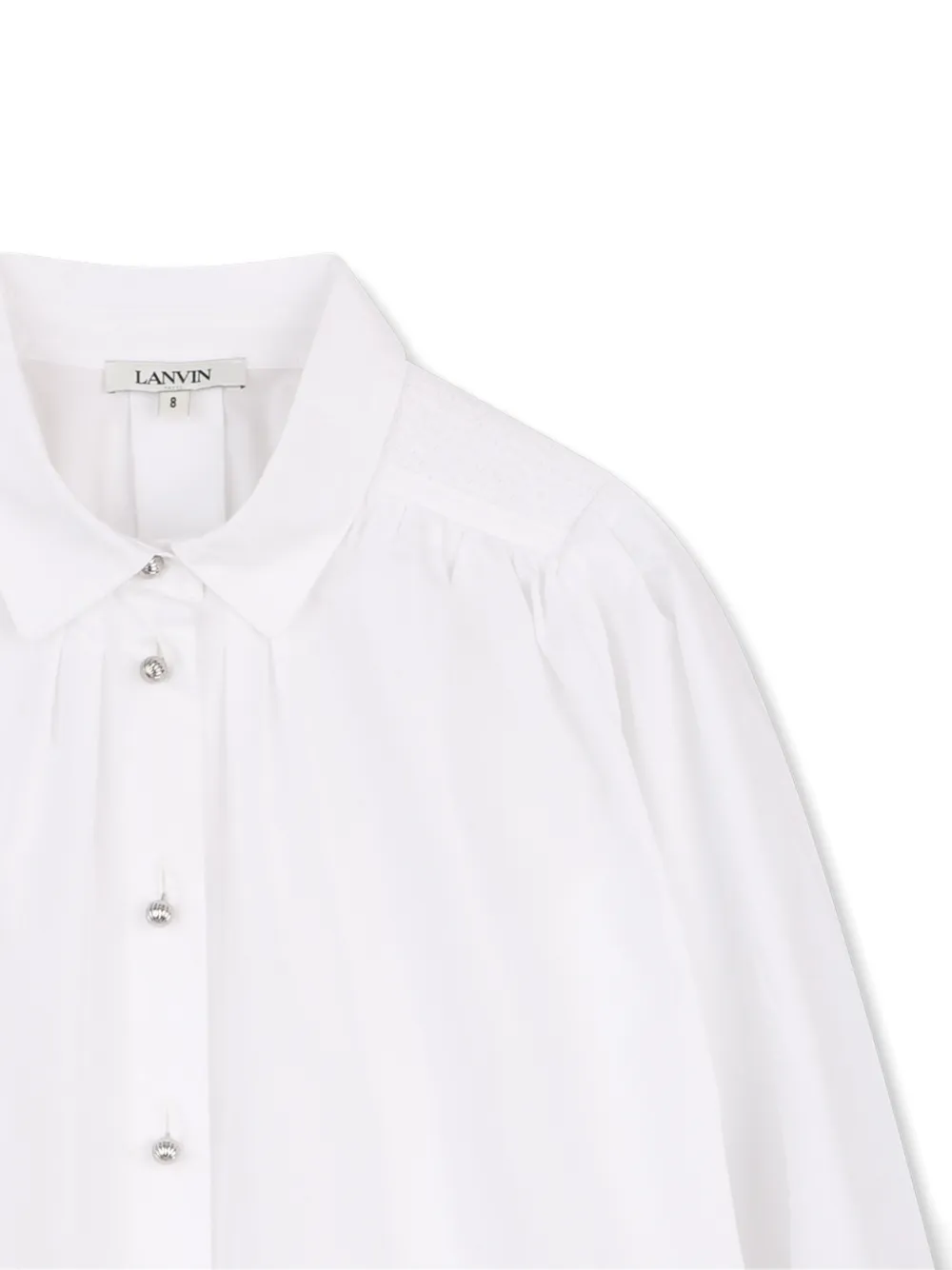 Топ с присборенными манжетами Lanvin Enfant, белый — фото 3