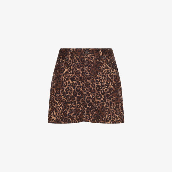 

Юбка мини из денима с принтом леопарда Icon Levis, цвет cat eyes
